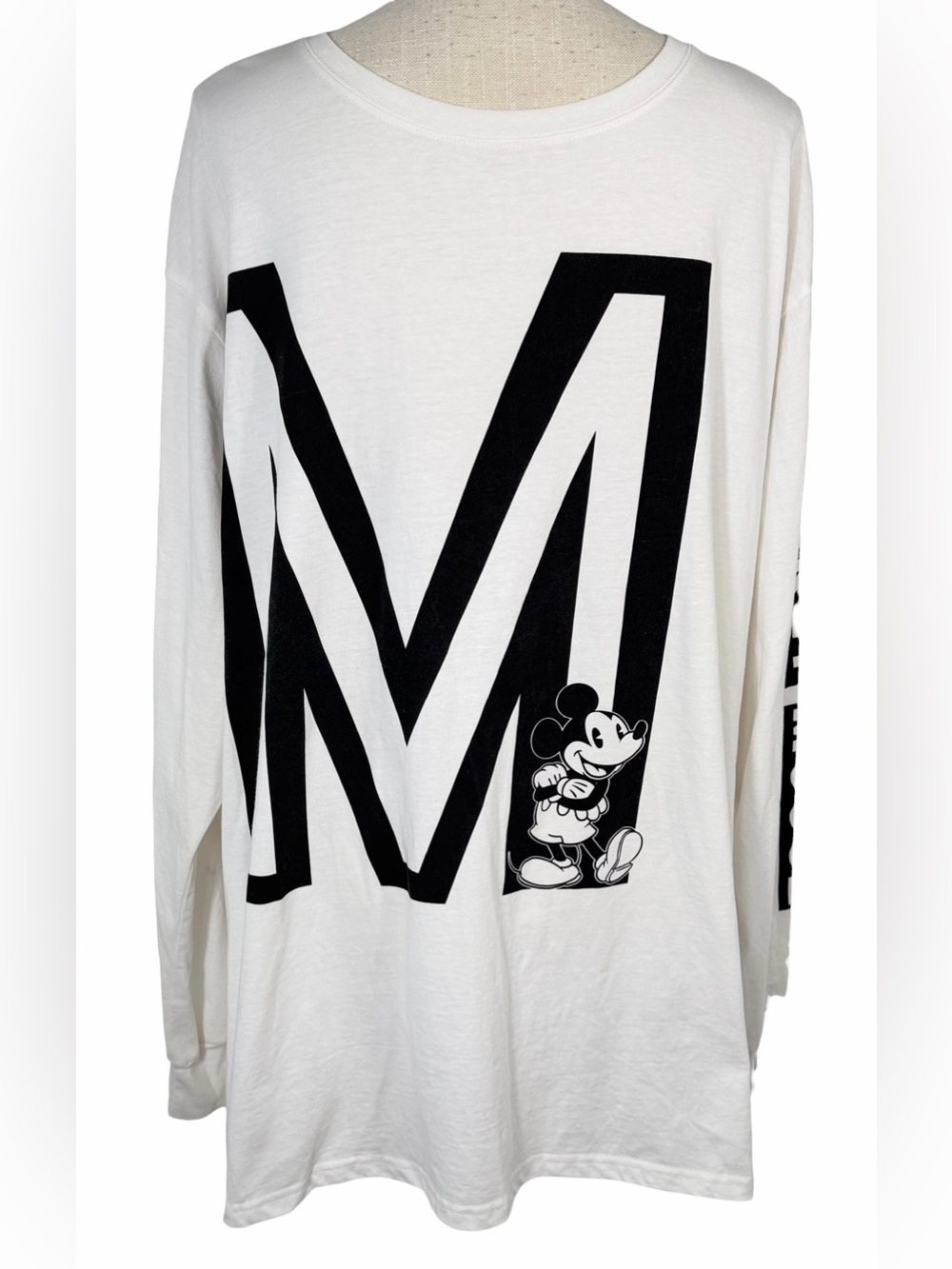 Mens Disney Mickey Mouse White & Black Long Sleeve Tee 4XL
